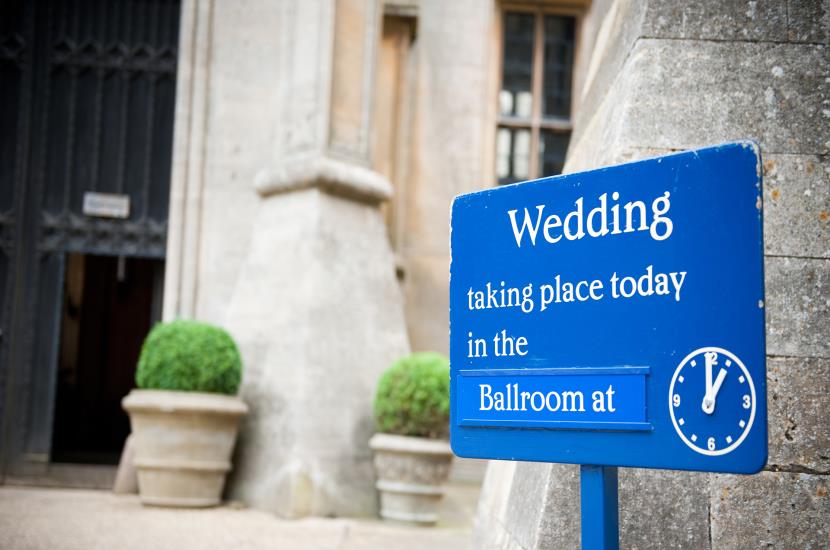 Professional photograph of front of Belvoir Castle on a wedding day