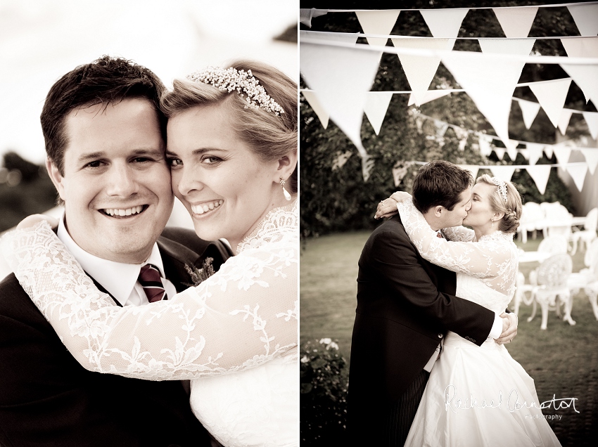 Professional photograph of wedding bunting outside wedding marquee