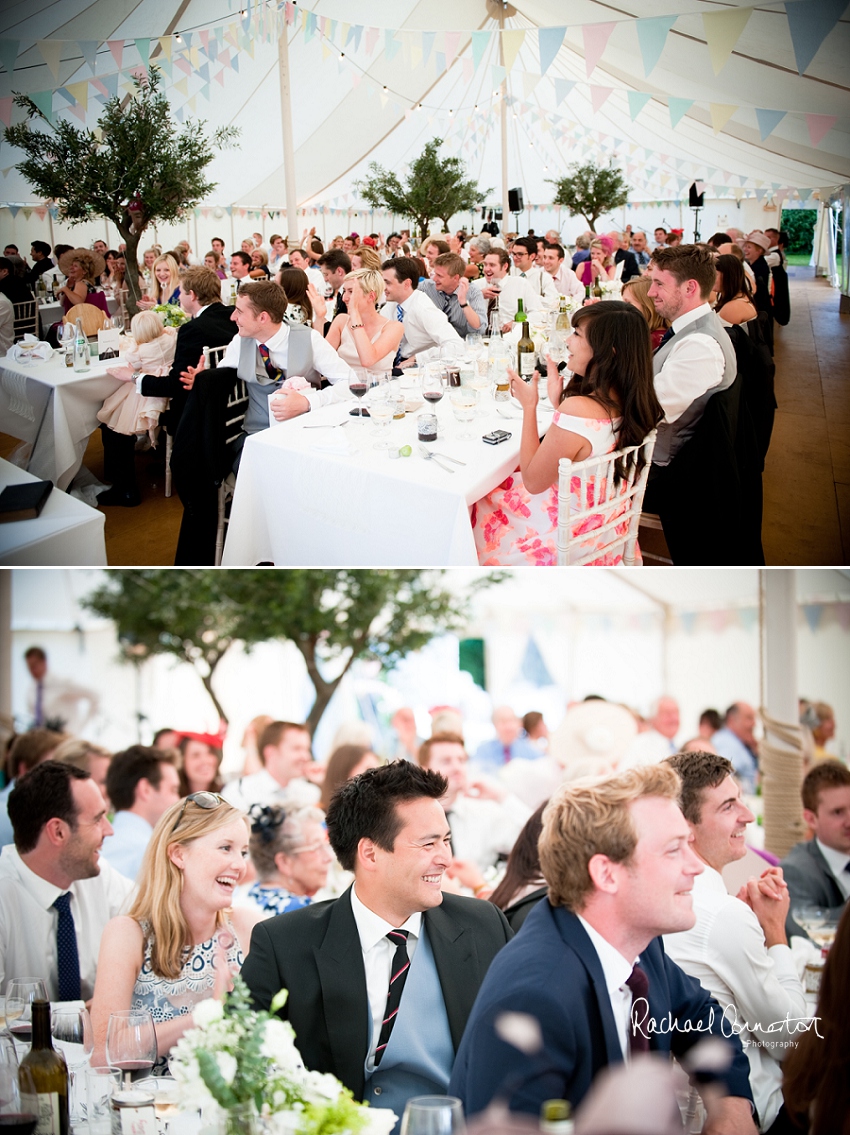 Professional photograph of wedding bunting outside wedding marquee