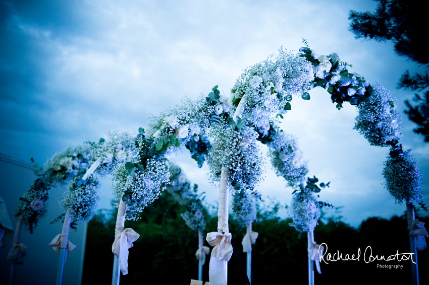 Professional photograph of wedding bunting outside wedding marquee