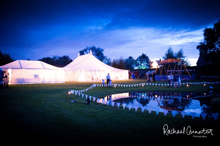 Professional photograph of wedding bunting outside wedding marquee