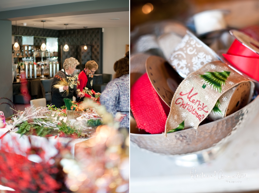 Professional colour photograph of Christmas Wreath making with Sophie's Flower Co at Chequers Inn, Woolsthorpe by Rachael Connerton Photography