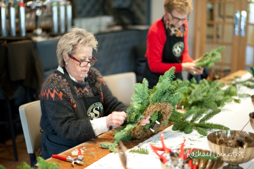 Professional colour photograph of Christmas Wreath making with Sophie's Flower Co at Chequers Inn, Woolsthorpe by Rachael Connerton Photography