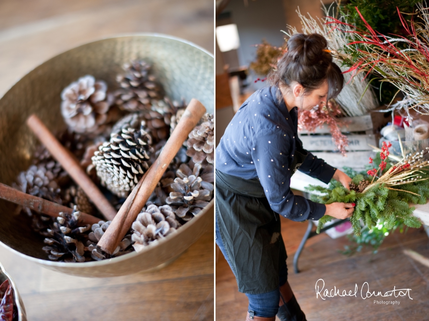 Professional colour photograph of Christmas Wreath making with Sophie's Flower Co at Chequers Inn, Woolsthorpe by Rachael Connerton Photography