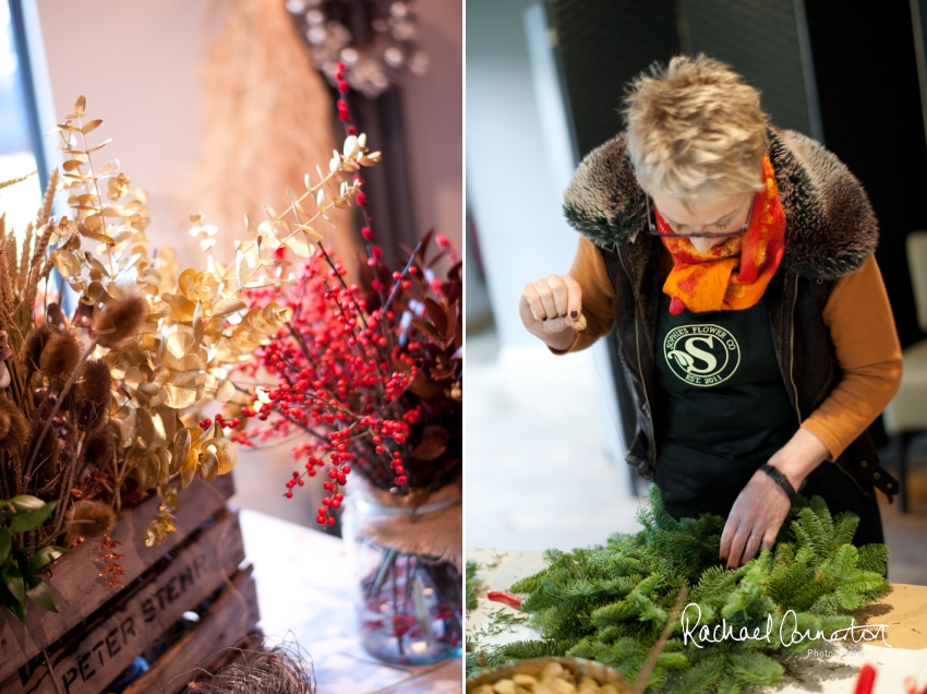 Professional colour photograph of Christmas Wreath making with Sophie's Flower Co at Chequers Inn, Woolsthorpe by Rachael Connerton Photography