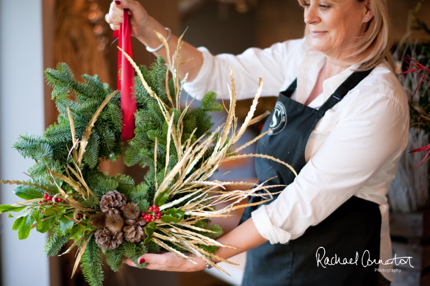 Professional colour photograph of Christmas Wreath making with Sophie's Flower Co at Chequers Inn, Woolsthorpe by Rachael Connerton Photography