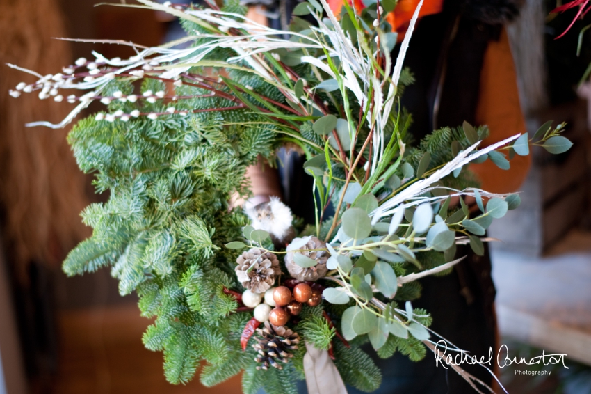 Professional colour photograph of Christmas Wreath making with Sophie's Flower Co at Chequers Inn, Woolsthorpe by Rachael Connerton Photography