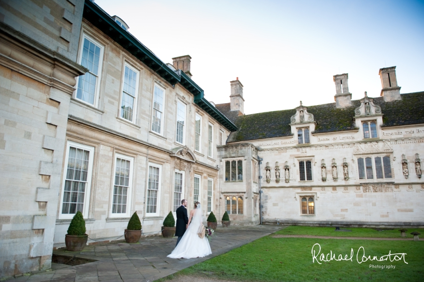 Professional colour photograph of Sarah and Johnathan's Christmas wedding at Stapleford Park by Rachael Connerton Photography