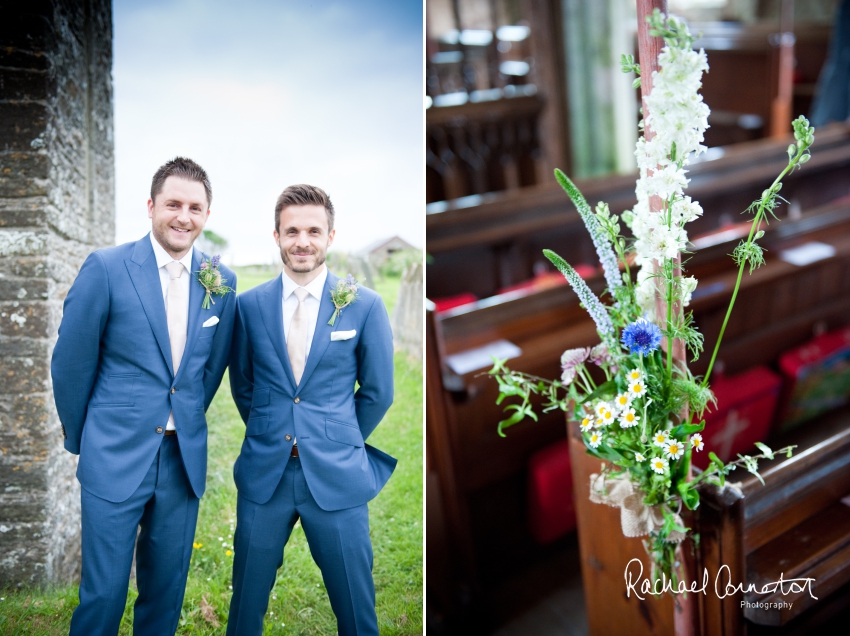 Professional colour photograph of Holly and Chris' Cornwall beach wedding at Palhawn Fort by Rachael Connerton Photography