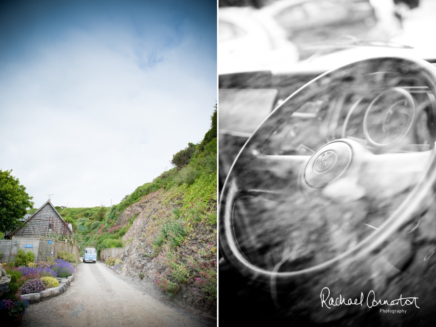 Professional colour photograph of Holly and Chris' Cornwall beach wedding at Palhawn Fort by Rachael Connerton Photography