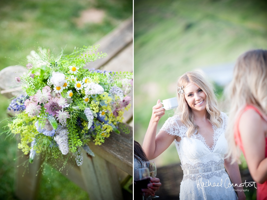 Professional colour photograph of Holly and Chris' Cornwall beach wedding at Palhawn Fort by Rachael Connerton Photography